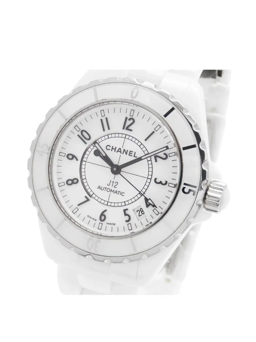 Chanel White SS Ceramic 38 Card Watch Automatic